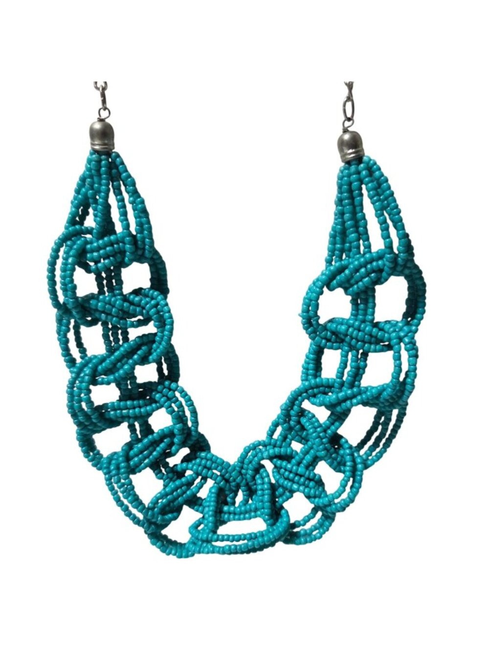 Southwest Chunky Seed Beaded Necklace Blue Beads Statement Fashion Jewelry Women